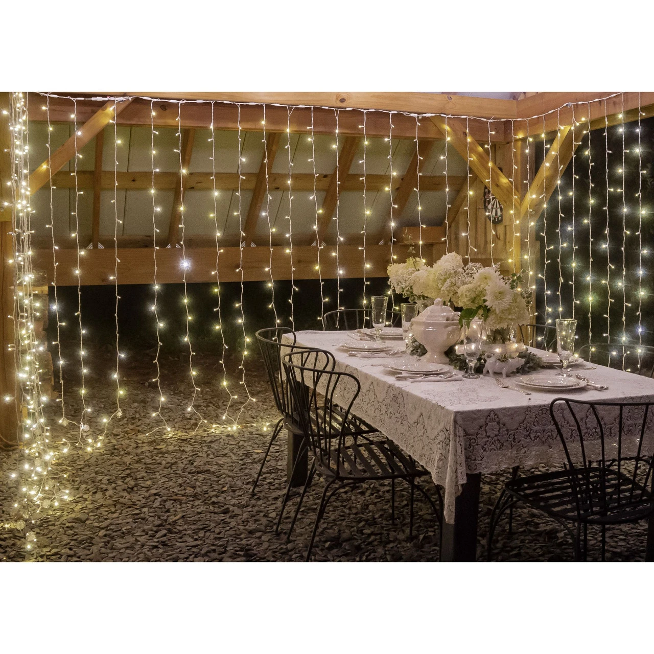 360 Cool White LED Wide Angle Christmas Hanging Drops String Lights - 12 Ft White Wire 2 360 Cool White LED Wide Angle Christmas Hanging Drops String Lights - 12 Ft White Wire - Image 2