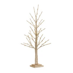 36" Gold And Silver Artificial LED Lighted Christmas Twig Tree