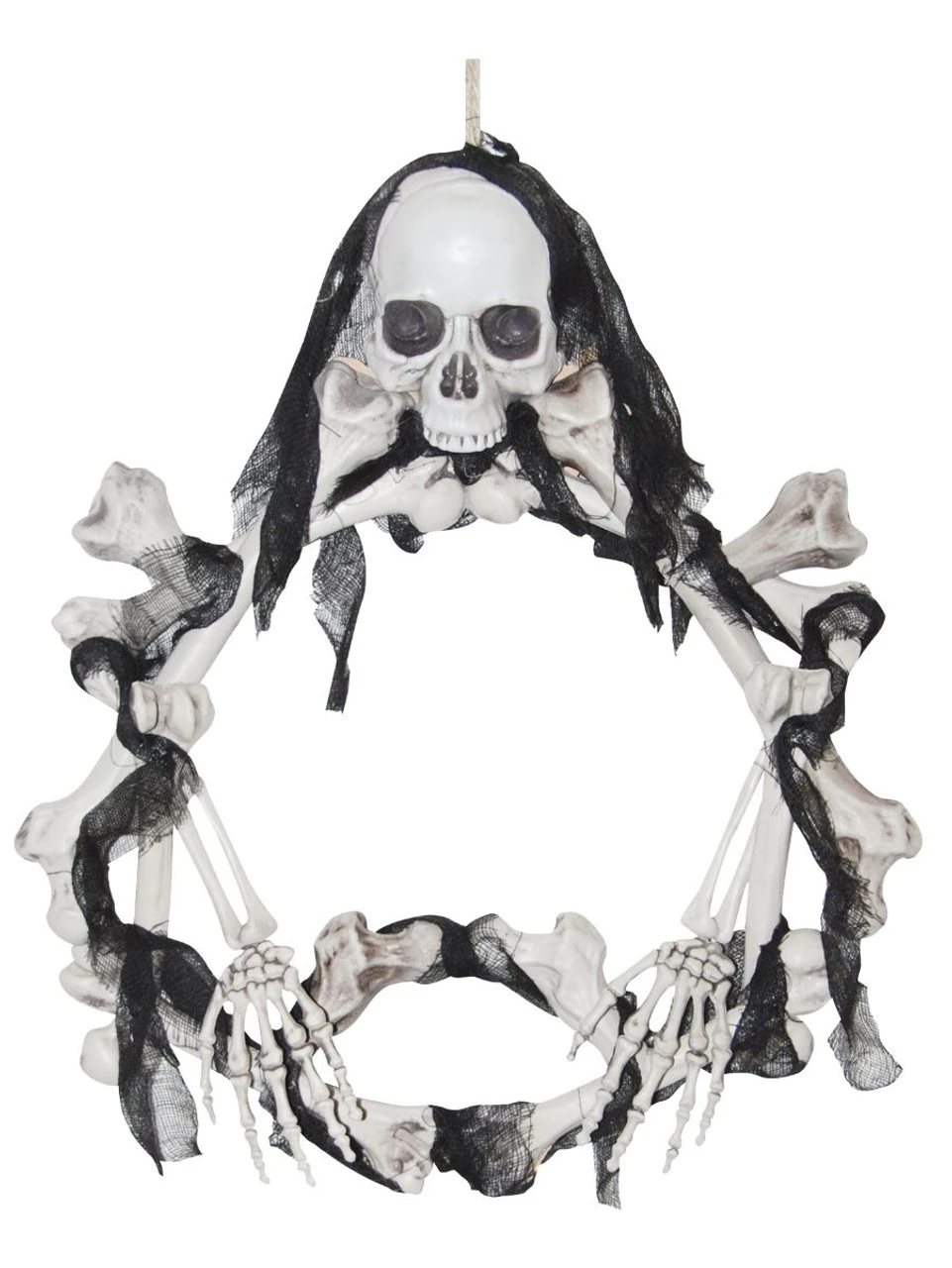 Pre-Lit White And Black Bone Halloween Wreath - 16.5-Inch 1 Pre-Lit White And Black Bone Halloween Wreath - 16.5-Inch