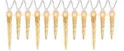 12ct White Icicle Christmas Lights - 12.5 Ft White Wire