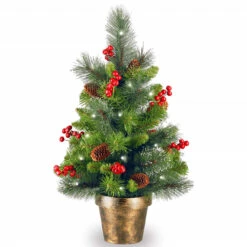 2’ X 14” Pre-Lit Crestwood Spruce Medium Artificial Christmas Tree – Soft White LED Lights