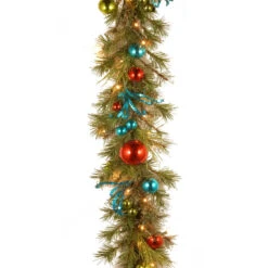 9' X 14" Pre-Lit Decorative Collection Retro Artificial Christmas Garland – Warm White LED Lights