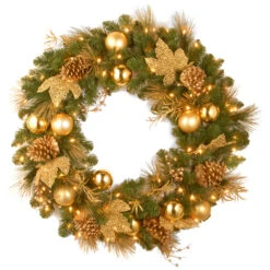 24" Pre-Lit Spruce Artificial Christmas Wreath - Battery Operated Warm White LED Lights