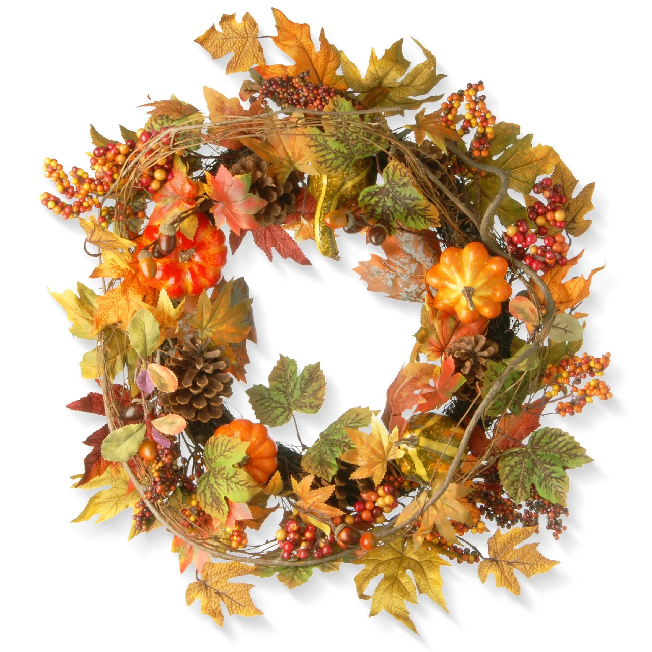 Decorated Maple Leaf Artificial Wreath - 24-Inch 1 Decorated Maple Leaf Artificial Wreath - 24-Inch