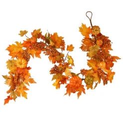 70" Maple Leaf, Pumpkin And Berry Artificial Garland