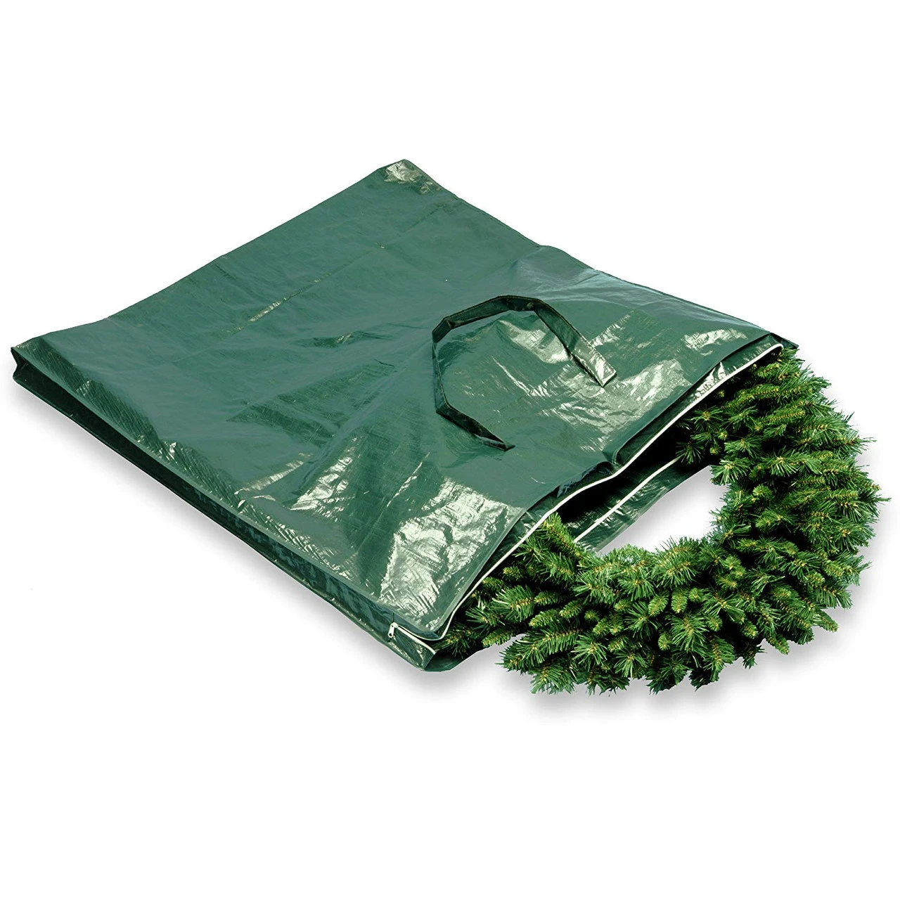 13" Green Heavy Duty Wreath And Garland Storage Bag With Handles And Zipper 1 13" Green Heavy Duty Wreath And Garland Storage Bag With Handles And Zipper