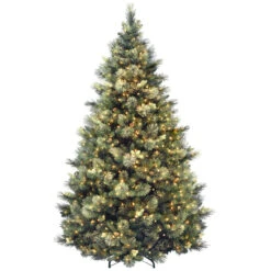7.5 Ft. Carolina Pine Tree With Clear Lights Artificial Christmas Tree