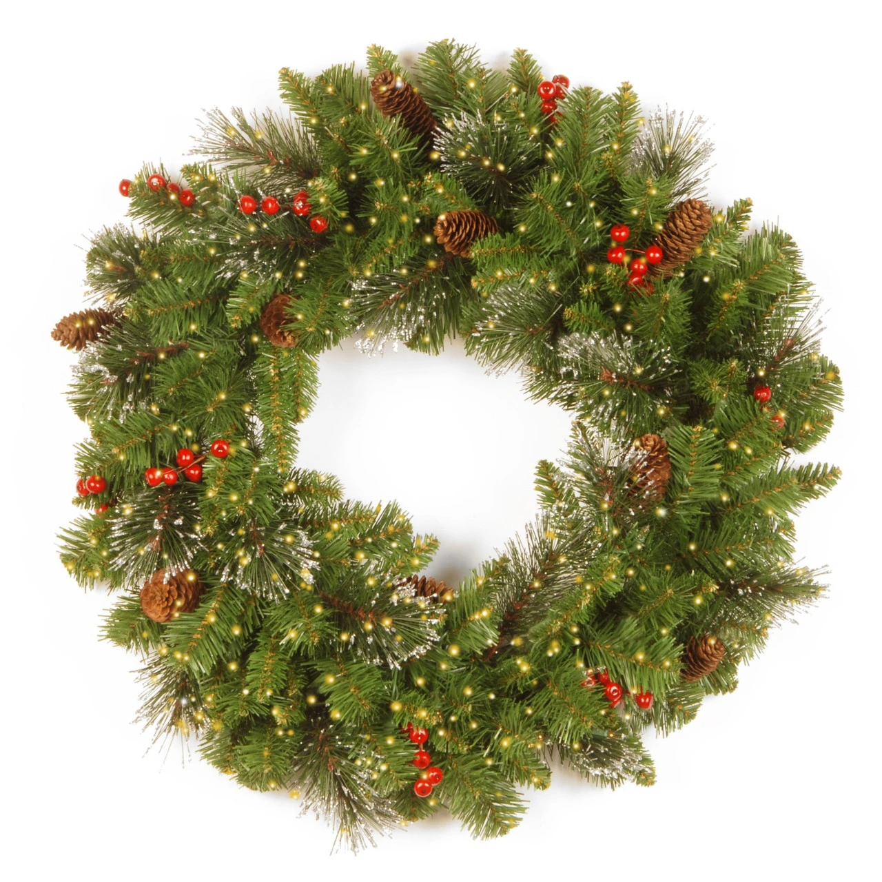 24" Pre-Lit Crestwood Spruce Battery Operated Artificial Christmas Wreath - Warm White LED Infinity Lights 1 24" Pre-Lit Crestwood Spruce Battery Operated Artificial Christmas Wreath - Warm White LED Infinity Lights