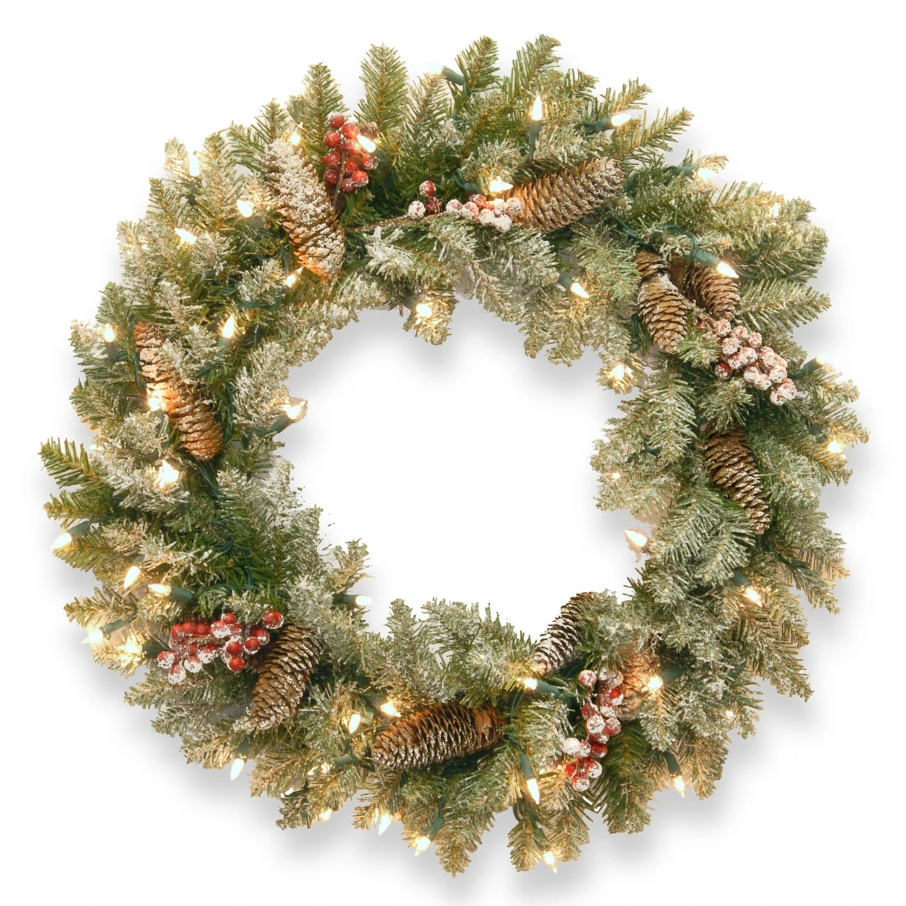 Pre-Lit Dunhill Fir Artificial Christmas Wreath With Red Berries – 24-Inch Clear Lights 1 Pre-Lit Dunhill Fir Artificial Christmas Wreath With Red Berries – 24-Inch Clear Lights