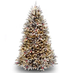 6.5' Dunhill Fir Artificial Christmas Tree With Red Berries – Clear Lights
