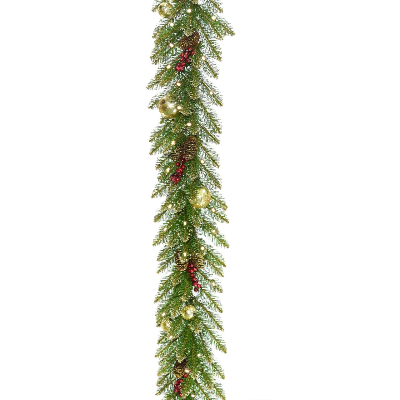 9' X 10" Pre-Lit Glittery Gold Dunhill Artificial Christmas Garland – Warm White LED Lights 1 9' X 10" Pre-Lit Glittery Gold Dunhill Artificial Christmas Garland – Warm White LED Lights