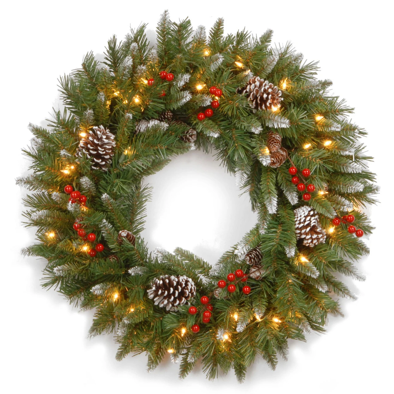 24” Frosted Berry Christmas Wreath - Clear Lights 1 24” Frosted Berry Christmas Wreath - Clear Lights