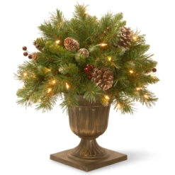 1.5' Pre-lit Potted Frosted Berry Christmas Tree – Clear Lights