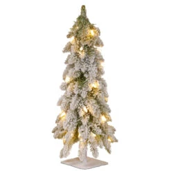 24” Pre-Lit Snowy Downswept Artificial Christmas Tree – Clear Lights