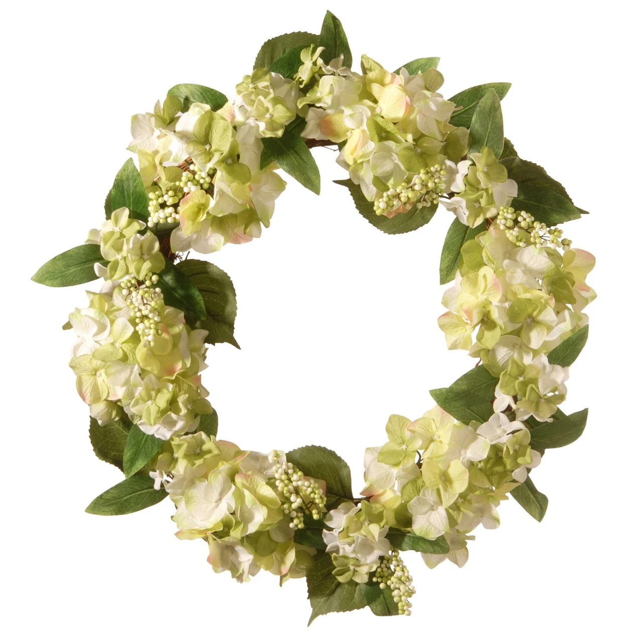 Hydrangea Flower And Berries Garden Accents Artificial Wreath - 24-Inch 1 Hydrangea Flower And Berries Garden Accents Artificial Wreath - 24-Inch