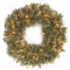 Pre-Lit Glittery Bristle Pine Artificial Christmas Wreath - 30-Inch, Clear Lights