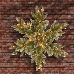 32" Pre-Lit Glittery Bristle Pine Snowflake - LED Lights Battery Operated -Best Christmas Store dnat gb3 300 32s b 3 29878.1667654480