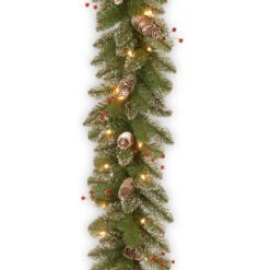 9' X 10" Pre-Lit Glittery Mountain Spruce Artificial Christmas Garland – Clear Lights