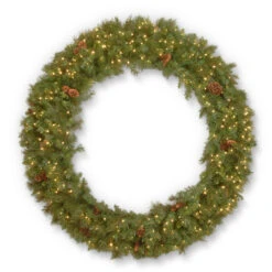 Pre-Lit Garwood Spruce Artificial Christmas Wreath - 48-Inch, Warm White LED Lights
