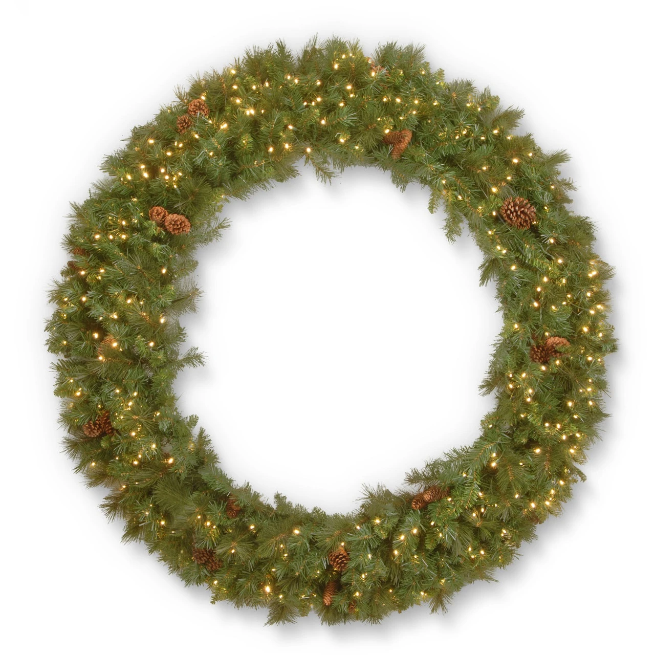 Pre-Lit Garwood Spruce Artificial Christmas Wreath - 48-Inch, Warm White LED Lights 1 Pre-Lit Garwood Spruce Artificial Christmas Wreath - 48-Inch, Warm White LED Lights