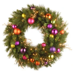 30” Pre-Lit Kaleidoscope Artificial Christmas Wreath – Battery Operated Warm White LED Lights