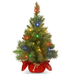 24" Pre-Lit Full Majestic Fir Artificial Christmas Tree – Multicolor LED Lights