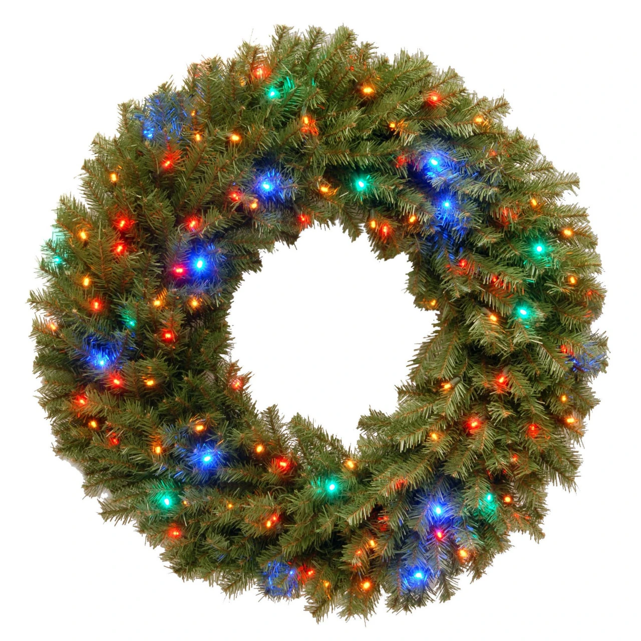 36" Pre-Lit Norwood Fir Artificial Christmas Wreath – Multi-Color LED Lights 1 36" Pre-Lit Norwood Fir Artificial Christmas Wreath – Multi-Color LED Lights