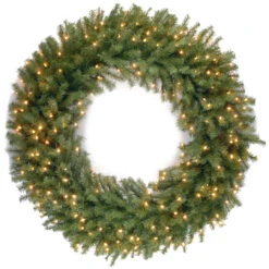 48" Pre-Lit Norwood Fir Artificial Christmas Wreath – Warm White LED Lights
