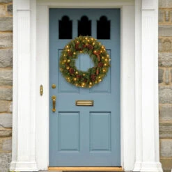 Pre-Lit Pine Cone Artificial Christmas Wreath - 24-Inch, Clear Lights -Best Christmas Store dnat pc 24wlo 1 3 66102.1667511523