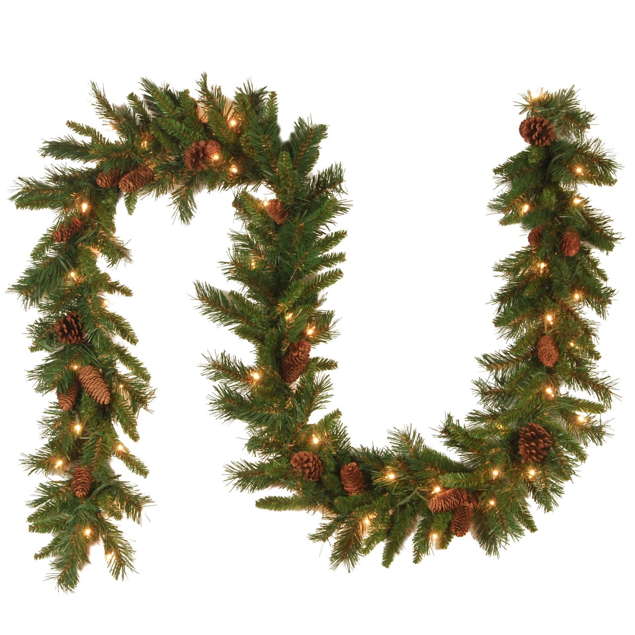 9' Pre-Lit Medium Pine Artificial Christmas Garland - Clear Lights 3 9' Pre-Lit Medium Pine Artificial Christmas Garland - Clear Lights - Image 3