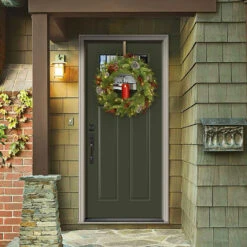 24” Pre-Lit Bristle Berry Christmas Wreath With Single Candle – LED Lights -Best Christmas Store dnat pebb3 300 24wbr 3 77110.1667580442