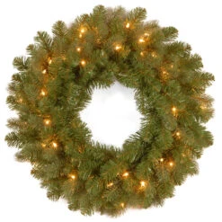 Pre-Lit Downswept Douglas Christmas Wreath - 24-Inch, LED Lights