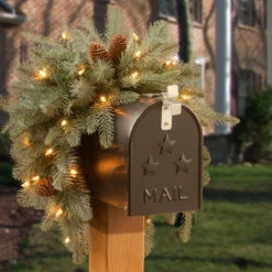 36" Pre-Lit Arctic Spruce Mailbox Swag - Clear LED Lights -Best Christmas Store dnat pefa1 307 3m b1 3 65222.1667492043