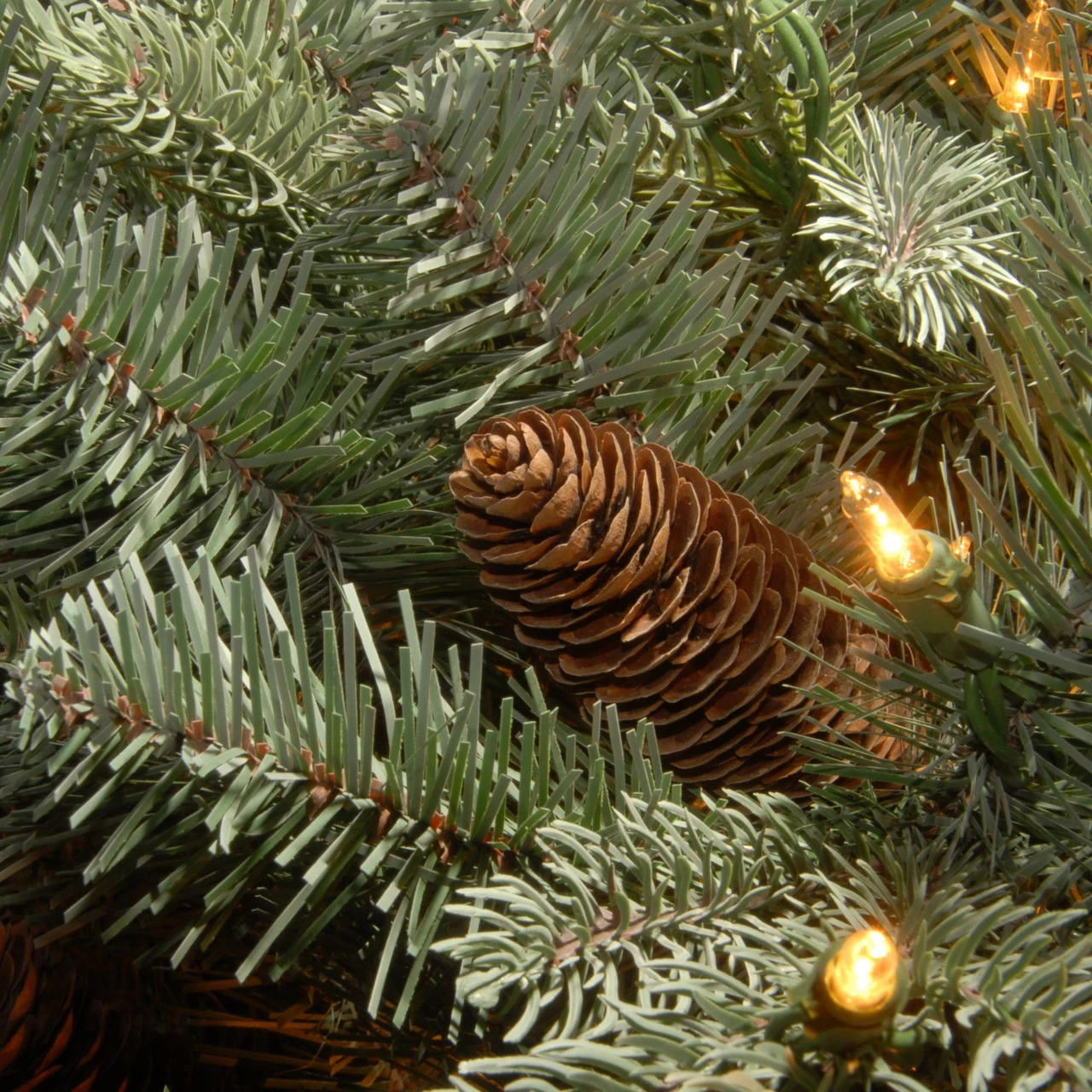 20" Green Spruce Hanging Basket With Warm White LED Lights 2 20" Green Spruce Hanging Basket With Warm White LED Lights - Image 2