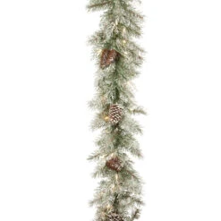 9' X 10" Pre-Lit Frosted Mountain Spruce Artificial Christmas Garland - Clear Lights