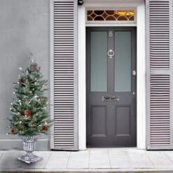 4' Pre-lit Potted Frosted Spruce Entrance Artificial Christmas Tree – Clear Lights -Best Christmas Store dnat pefm3 306 40 3 21710.1667578069