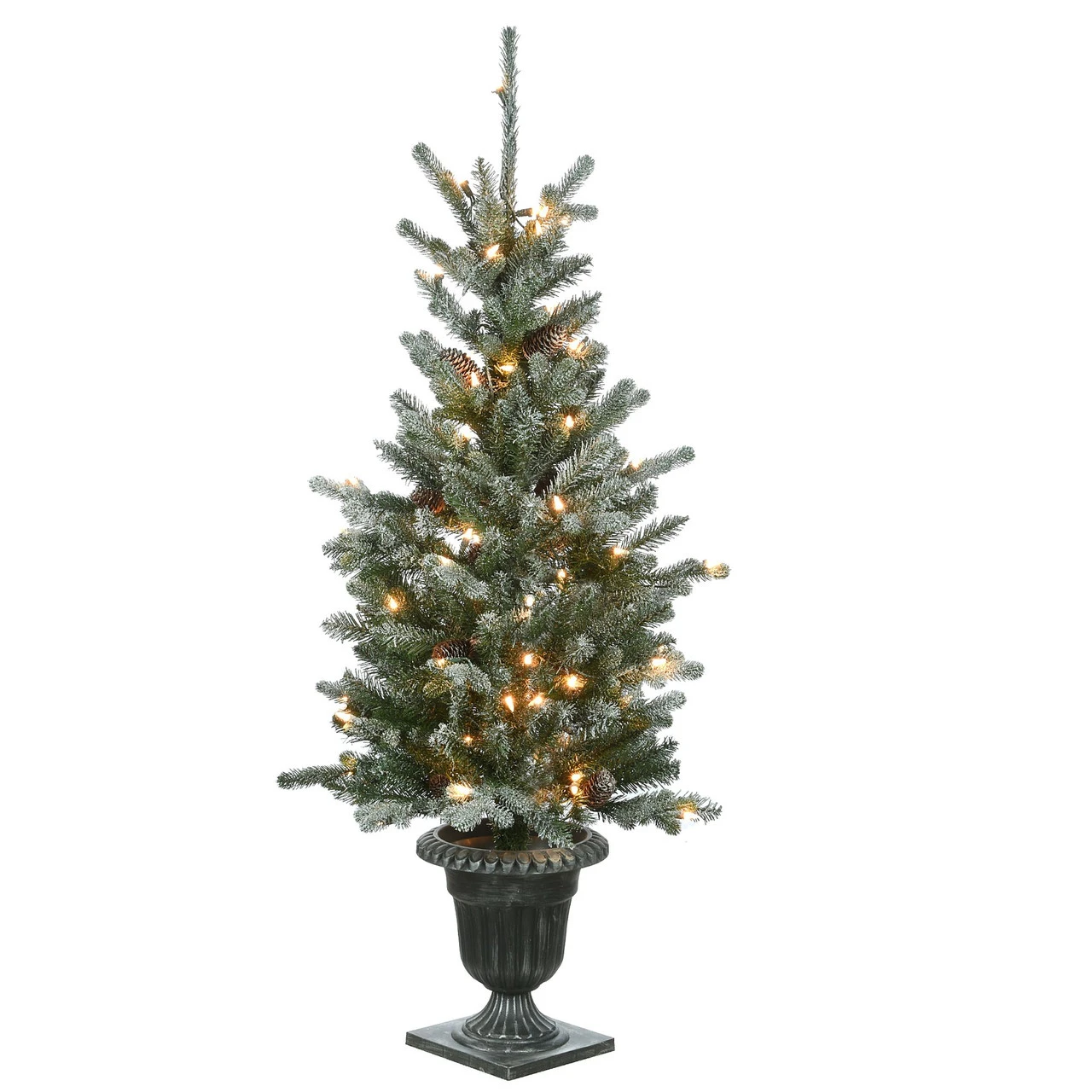 4' Pre-Lit Potted Snowy Morgan Spruce Pencil Artificial Christmas Tree, Clear Lights 1 4' Pre-Lit Potted Snowy Morgan Spruce Pencil Artificial Christmas Tree, Clear Lights