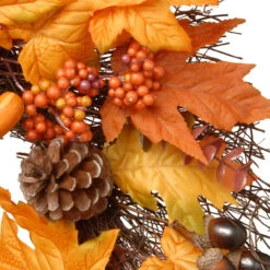 Maple Leaves And Pumpkins Halloween Wreath, Orange And Yellow 24-Inch -Best Christmas Store dnat rahv 8857732w24 3 08715.1667491319