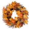 Maple Leaves And Pumpkins Halloween Wreath, Orange And Yellow 24-Inch