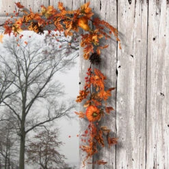 72" Maple Leaf And Pumpkins Artificial Garland – Unlit -Best Christmas Store dnat rahv lfg51870 05 72700.1667642198