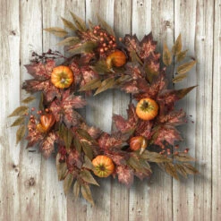 Ivy Vines And Maple Leaves Artificial Thanksgiving Wreath - 24-Inch, Unlit 5 Ivy Vines And Maple Leaves Artificial Thanksgiving Wreath - 24-Inch, Unlit -Best Christmas Store dnat rahv w1611q 1 3 79199.1667576571