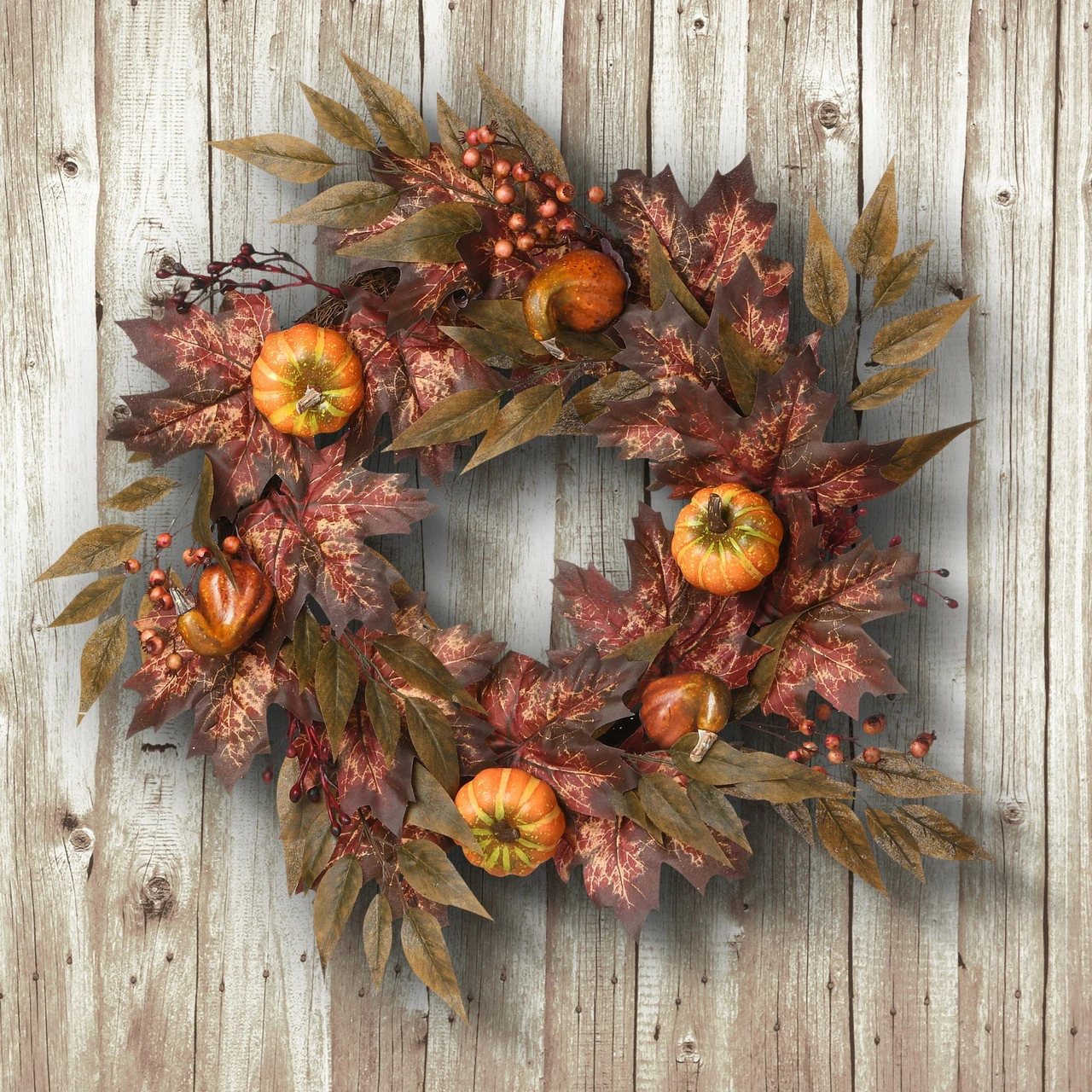 Ivy Vines And Maple Leaves Artificial Thanksgiving Wreath - 24-Inch, Unlit 3 Ivy Vines And Maple Leaves Artificial Thanksgiving Wreath - 24-Inch, Unlit - Image 3