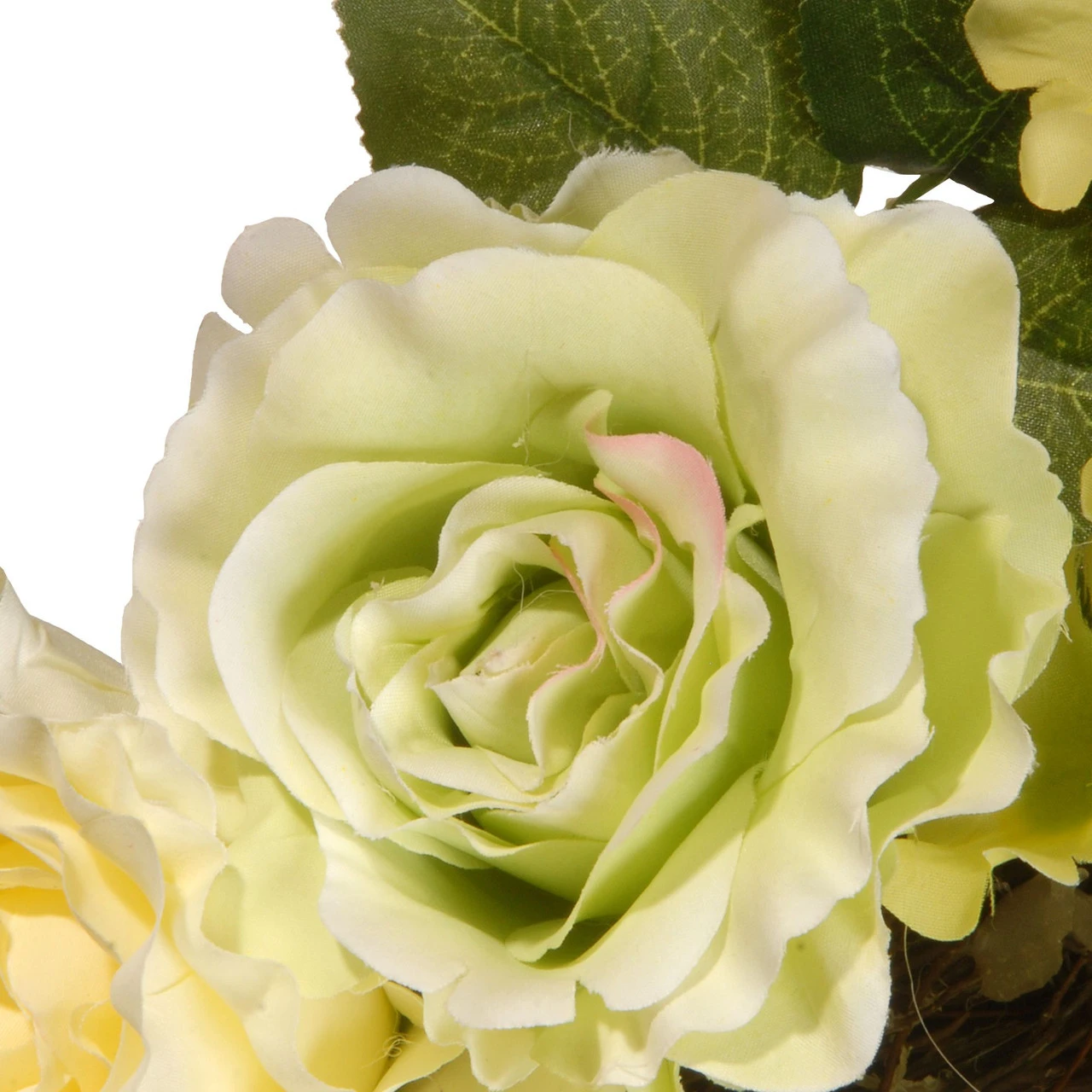 Green And Cream Rose Wreath - 24-Inch, Unlit 2 Green And Cream Rose Wreath - 24-Inch, Unlit - Image 2