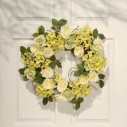 Green And Cream Rose Wreath - 24-Inch, Unlit 7 Green And Cream Rose Wreath - 24-Inch, Unlit -Best Christmas Store dnat ras 15546w24g 4 06759.1667646218