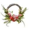 Pink And Green Spring Flower Artificial Wreath - 20-Inch, Unlit
