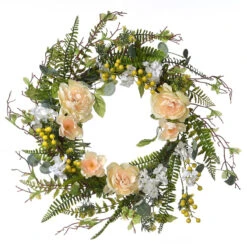Yellow And Green Spring Flower Artificial Wreath - 20-Inch, Unlit