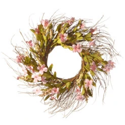 Pink Dogwood Artificial Flower Wreath - 22-Inch