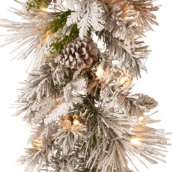 9' X 12" Pre-Lit Snowy Bedford Battery Operated Pine Artificial Christmas Garland - Warm White LED Lights -Best Christmas Store dnat sbe1 308 9b b1 3 41849.1667575753