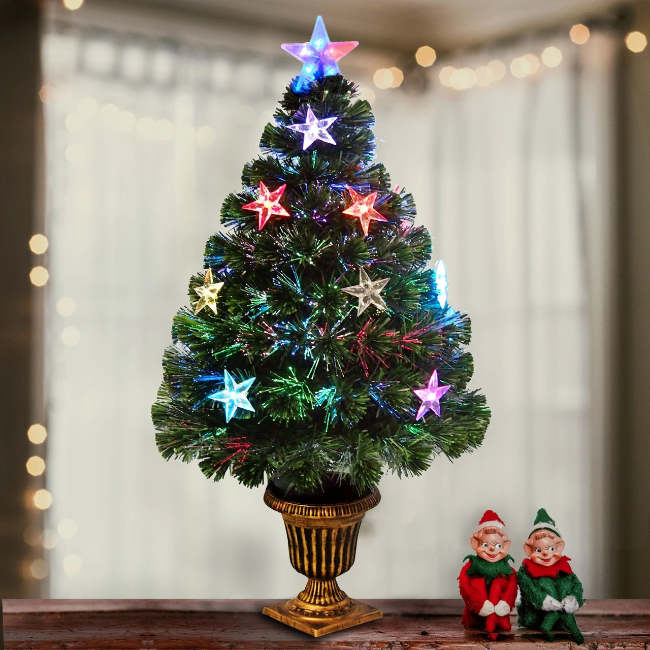 3' Pre-Lit Potted Pine Medium Artificial Christmas Tree – Multi Color Lights 2 3' Pre-Lit Potted Pine Medium Artificial Christmas Tree – Multi Color Lights - Image 2