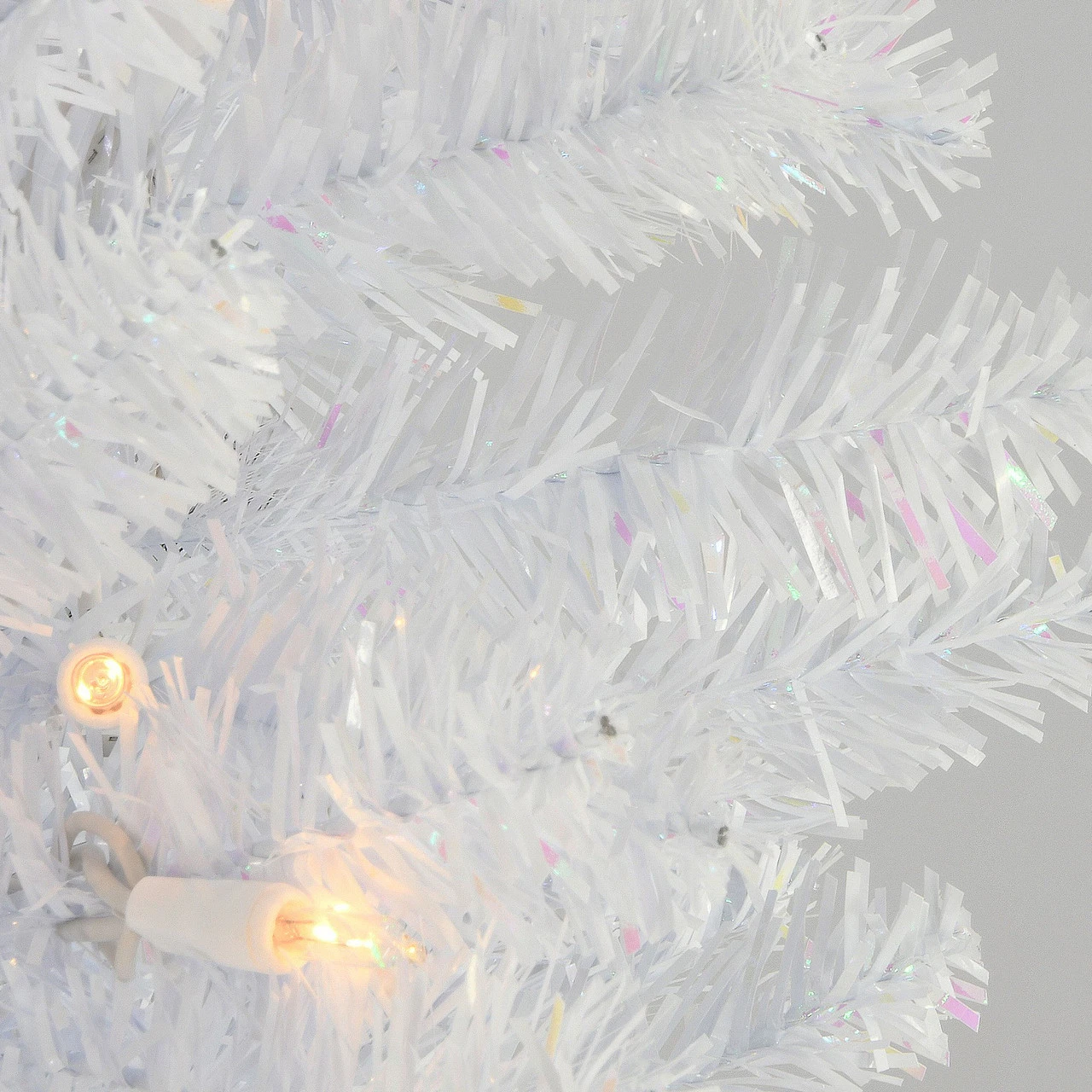 7' Pre-Lit White Iridescent Tinsel Artificial Christmas Tree - Clear Lights 2 7' Pre-Lit White Iridescent Tinsel Artificial Christmas Tree - Clear Lights - Image 2
